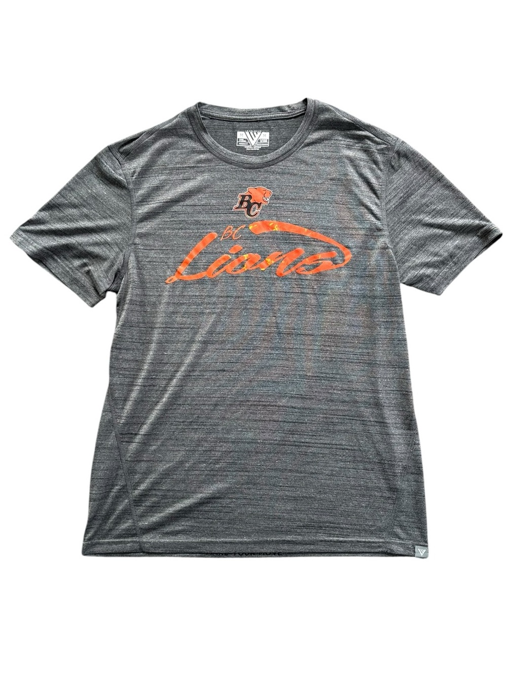 BC Lions Grey Performance Tee | Athletic Moisture-Wicking Shirt | Men’s Medium
